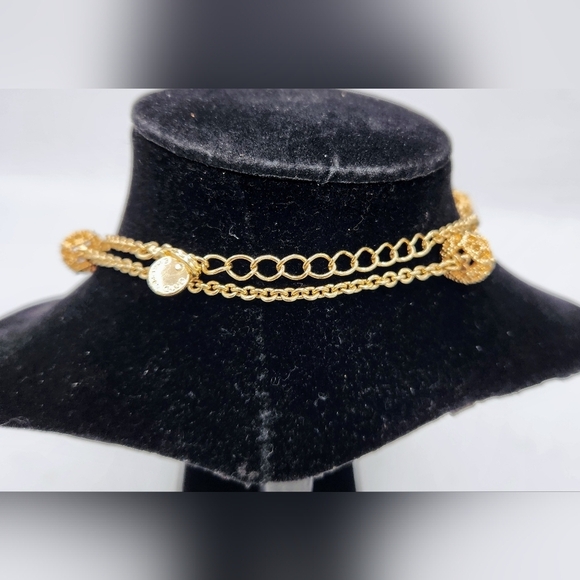 Charter Club Sautoir Gold Plated Floral Necklace / Cubic Zirconia Flowers Detail - Picture 6 of 14